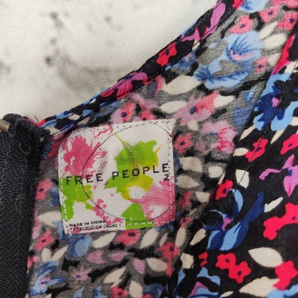 Free People Tiered Ruffle Tank Dress Floral Womens Size 2 Colorful Boho Y2K - Picture 10 of 12